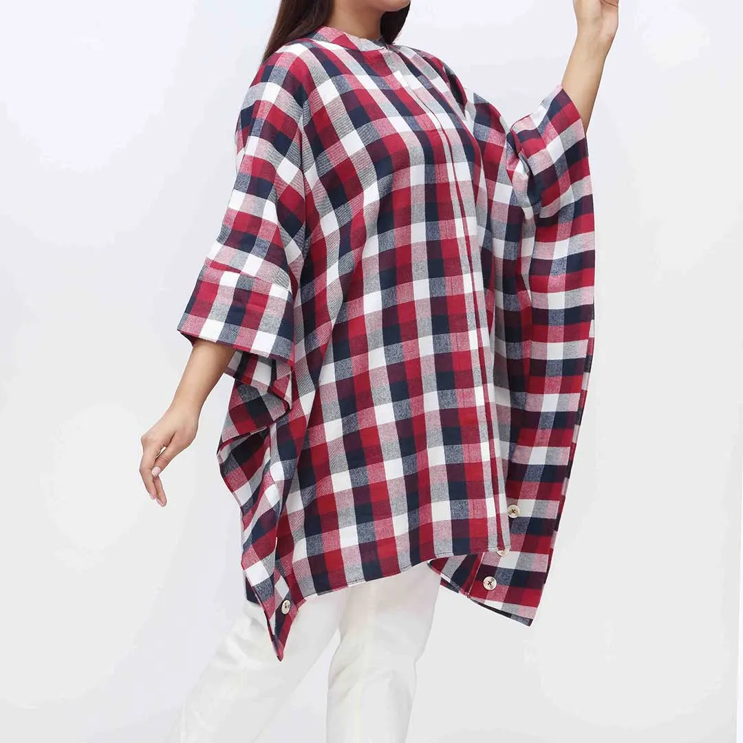 1PC- Flannel Checkered Top PW3275