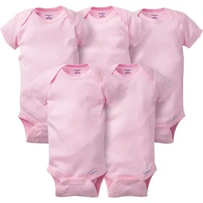 5-Pack Girls' Pink Onesies Bodysuits