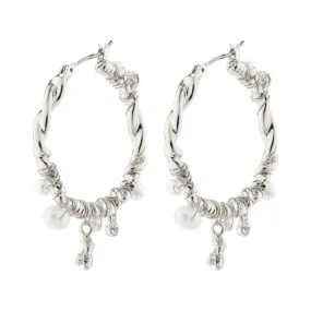 ANA pearl & crystal hoops silver-plated