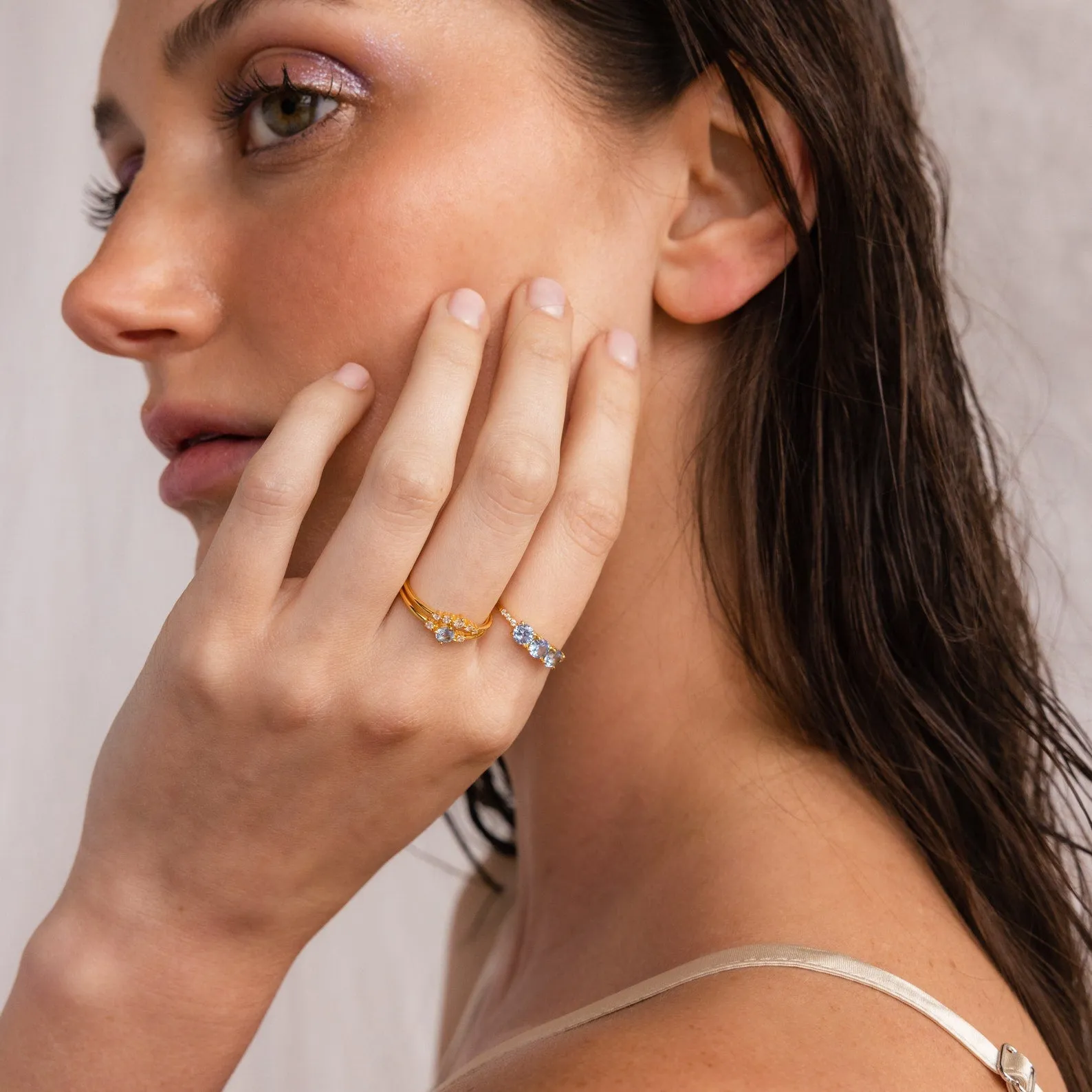 Aquamarine Stacking Ring Set