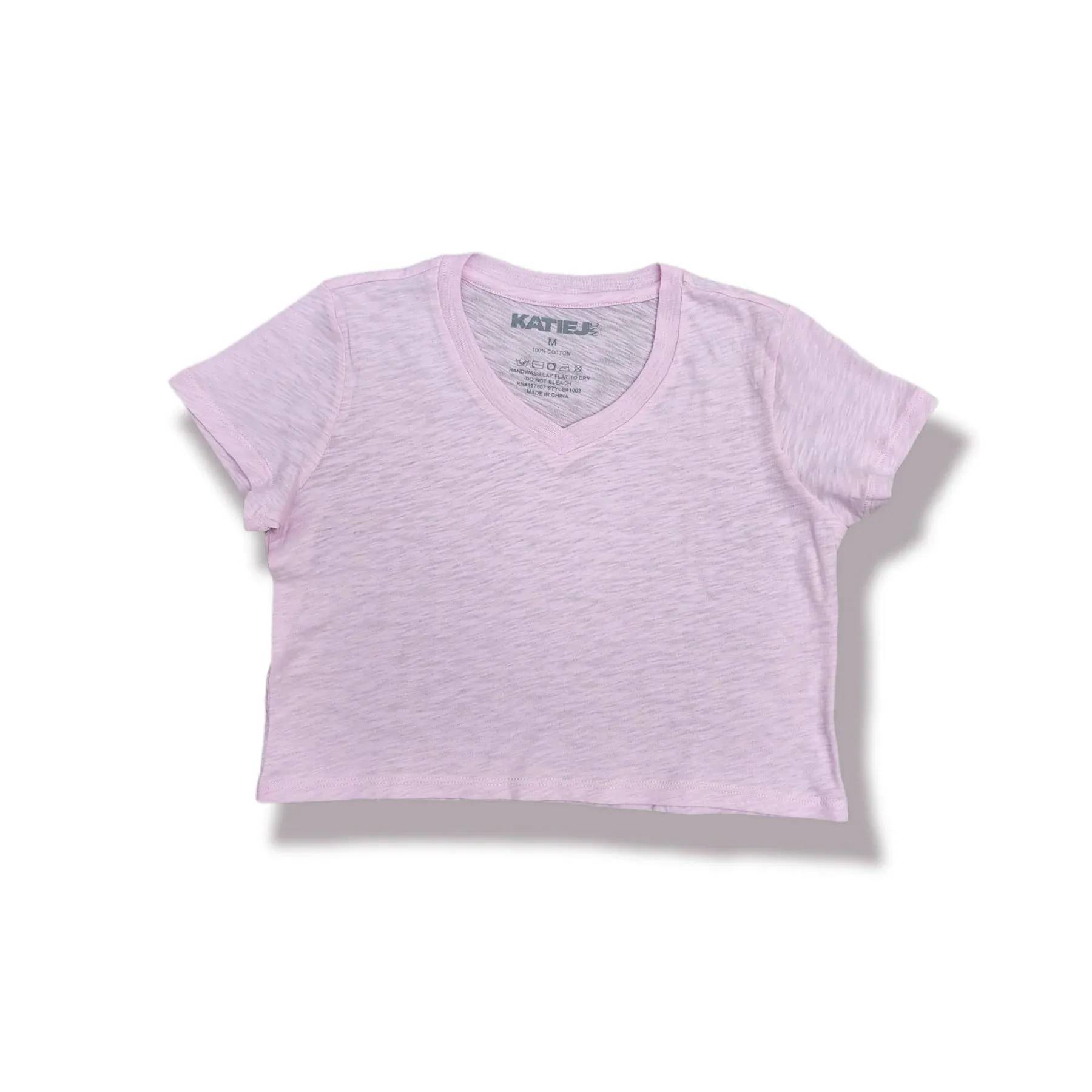 Baby Pink Courage Crop V-Neck Tee