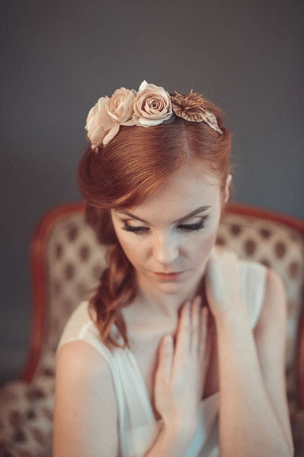 Beige floral headband