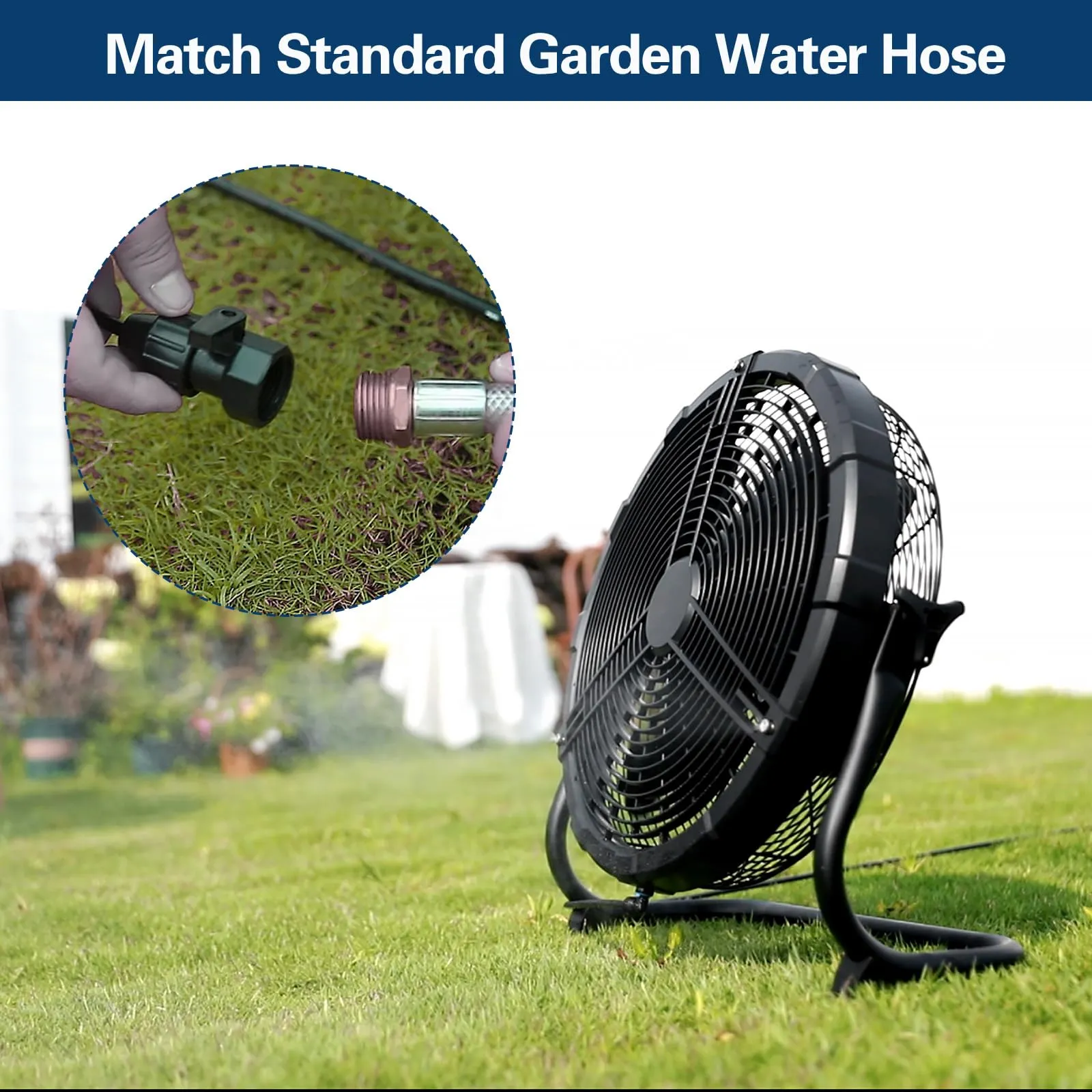 BILT HARD 12 Outdoor Misting Fan - Battery Operated, Rechargeable, Misting Function(Water hose connection is required)