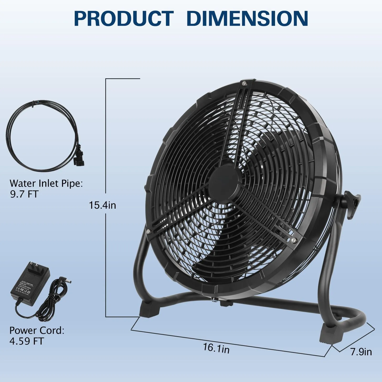 BILT HARD 12 Outdoor Misting Fan - Battery Operated, Rechargeable, Misting Function(Water hose connection is required)