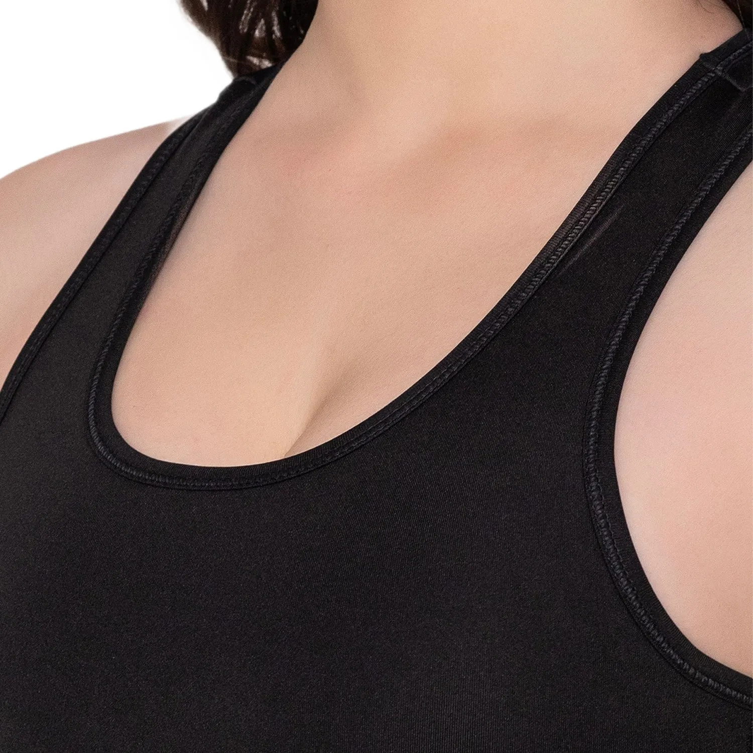 Black Padded Non Wired Full Coverage Sports Bras