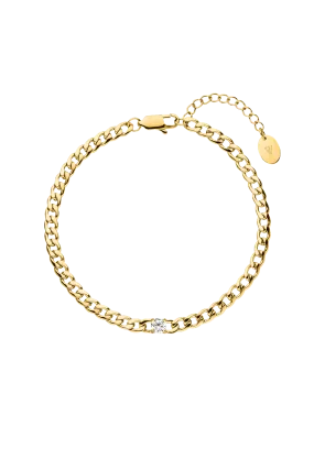 Brilliant Curb Bracelet 14K Gold Plated