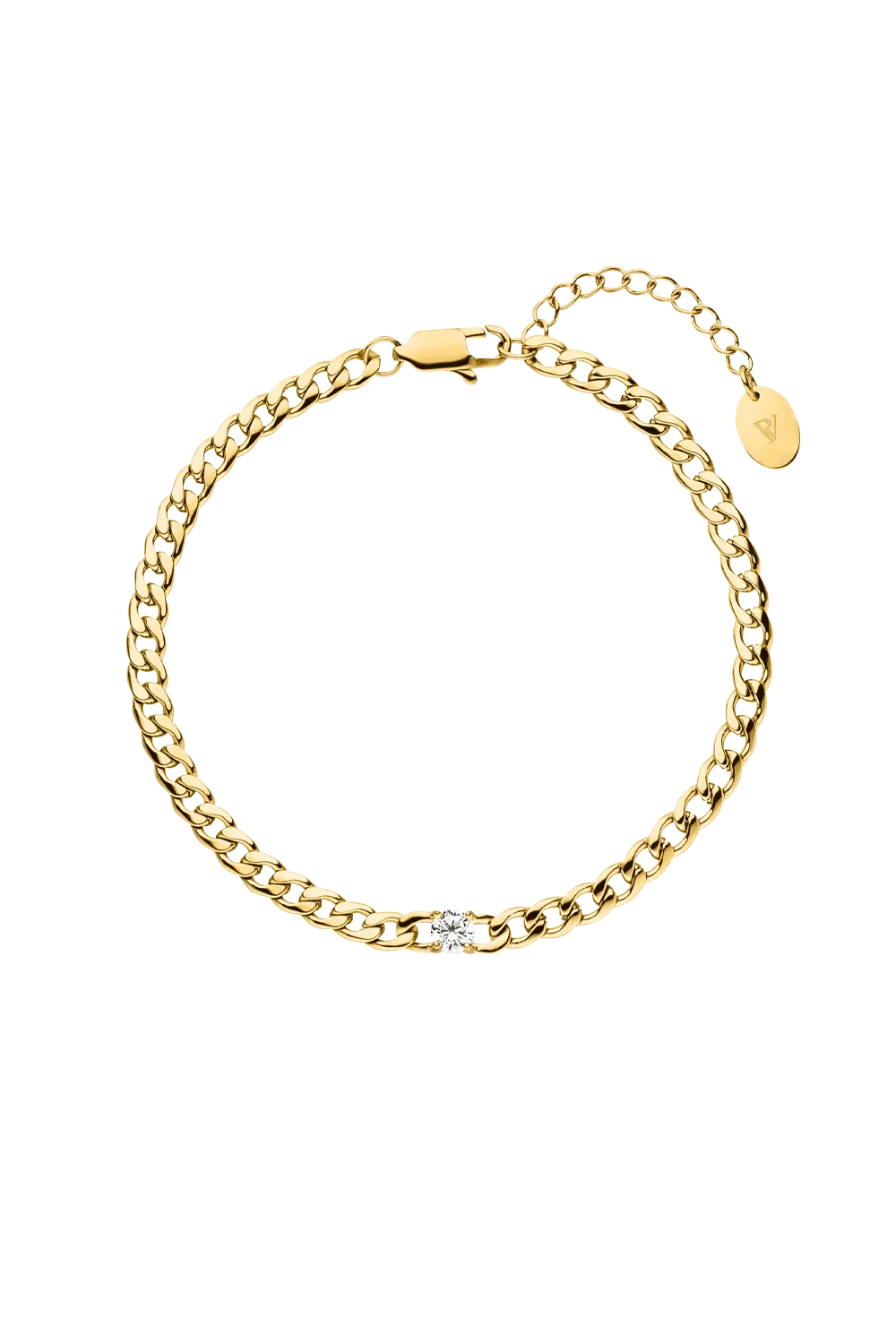 Brilliant Curb Bracelet 14K Gold Plated