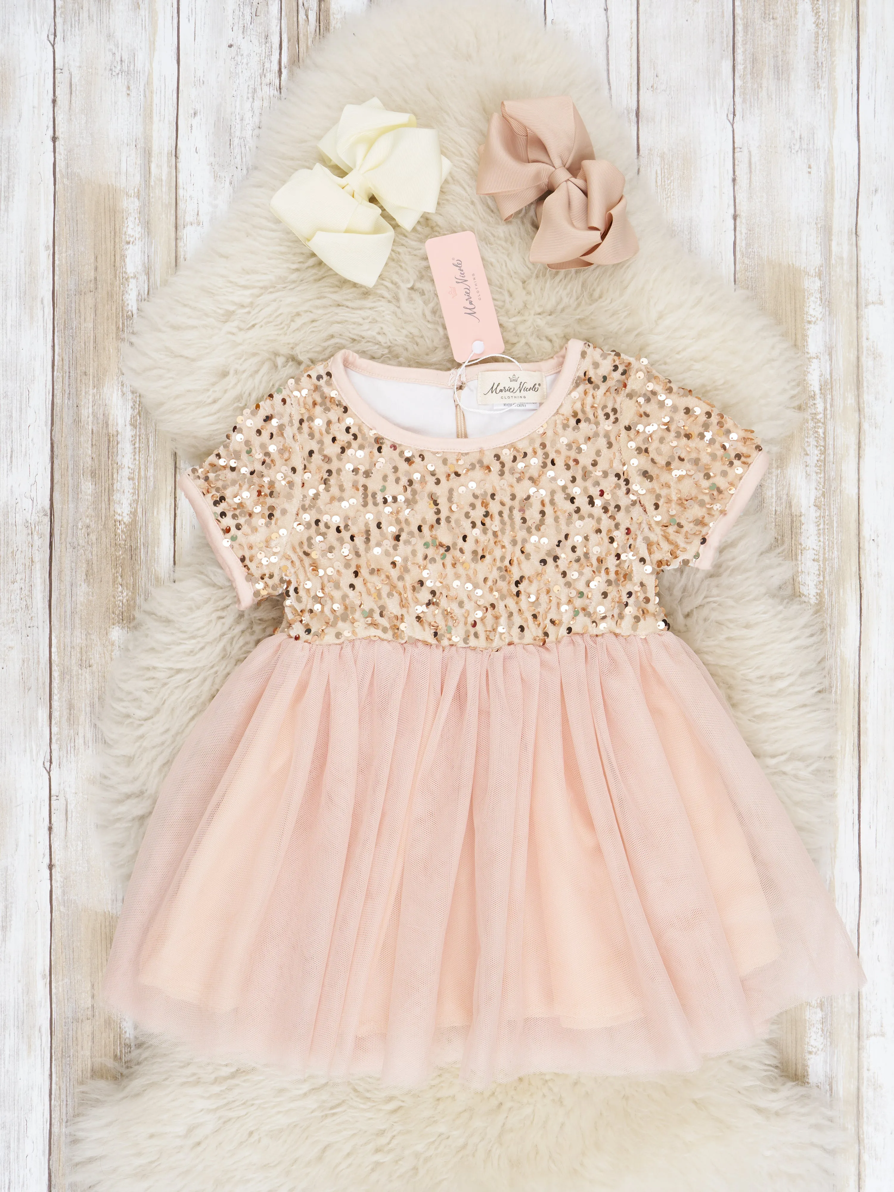 Champagne Sparkly Tulle Dress