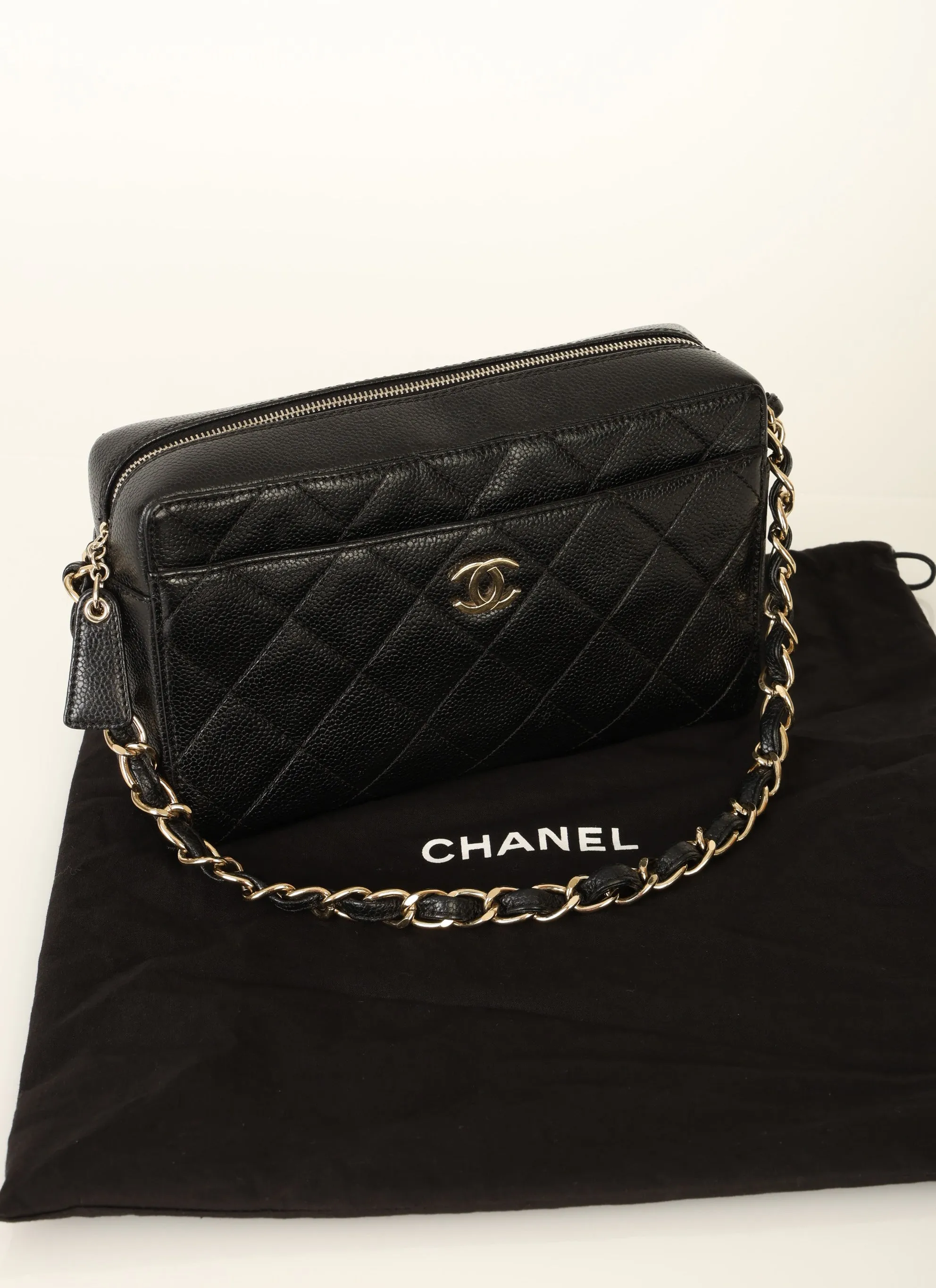 Chanel 2002 Caviar Chain Shoulder Bag