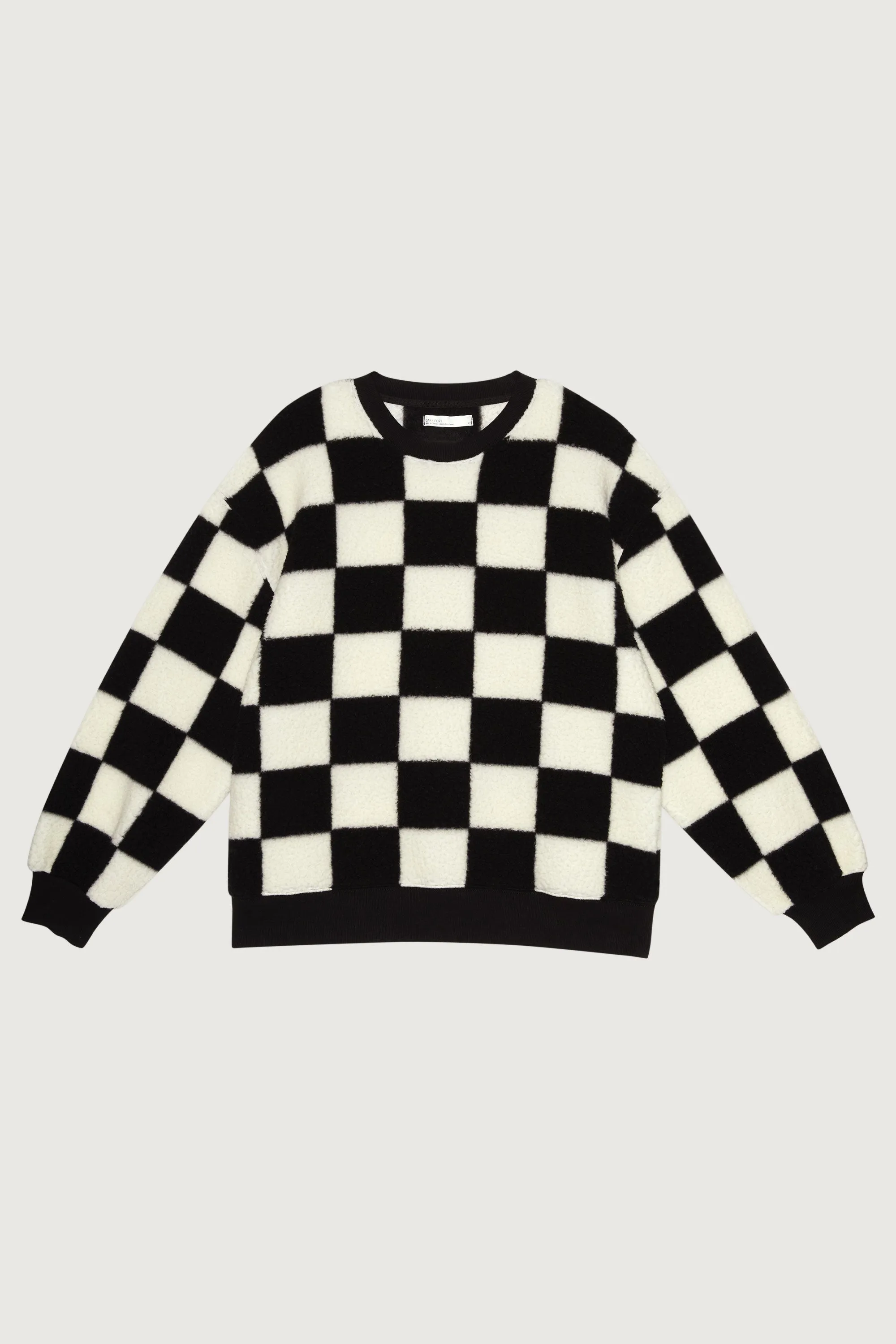 CHECKERED SHERPA CREWNECK SWEATSHIRT