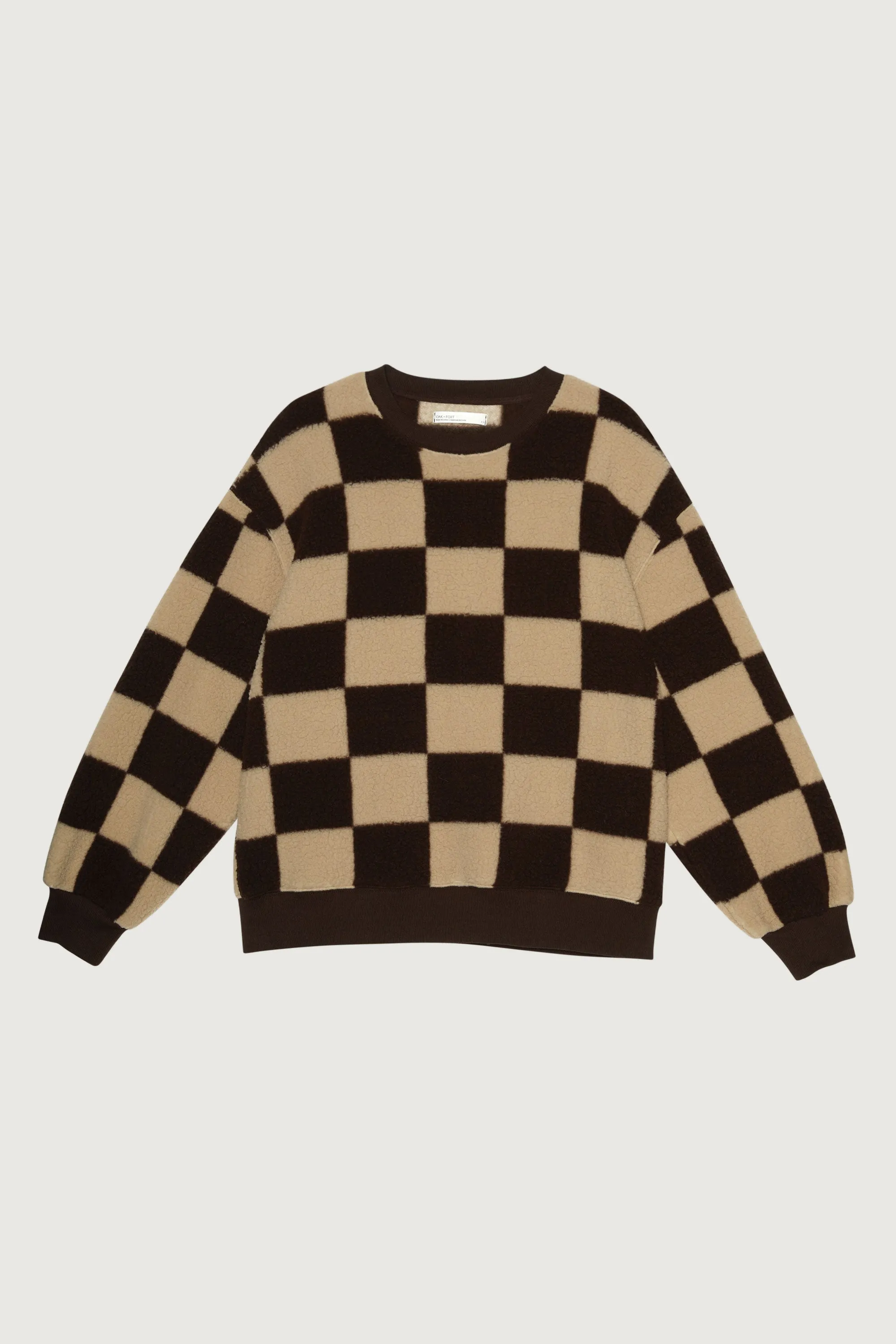 CHECKERED SHERPA CREWNECK SWEATSHIRT