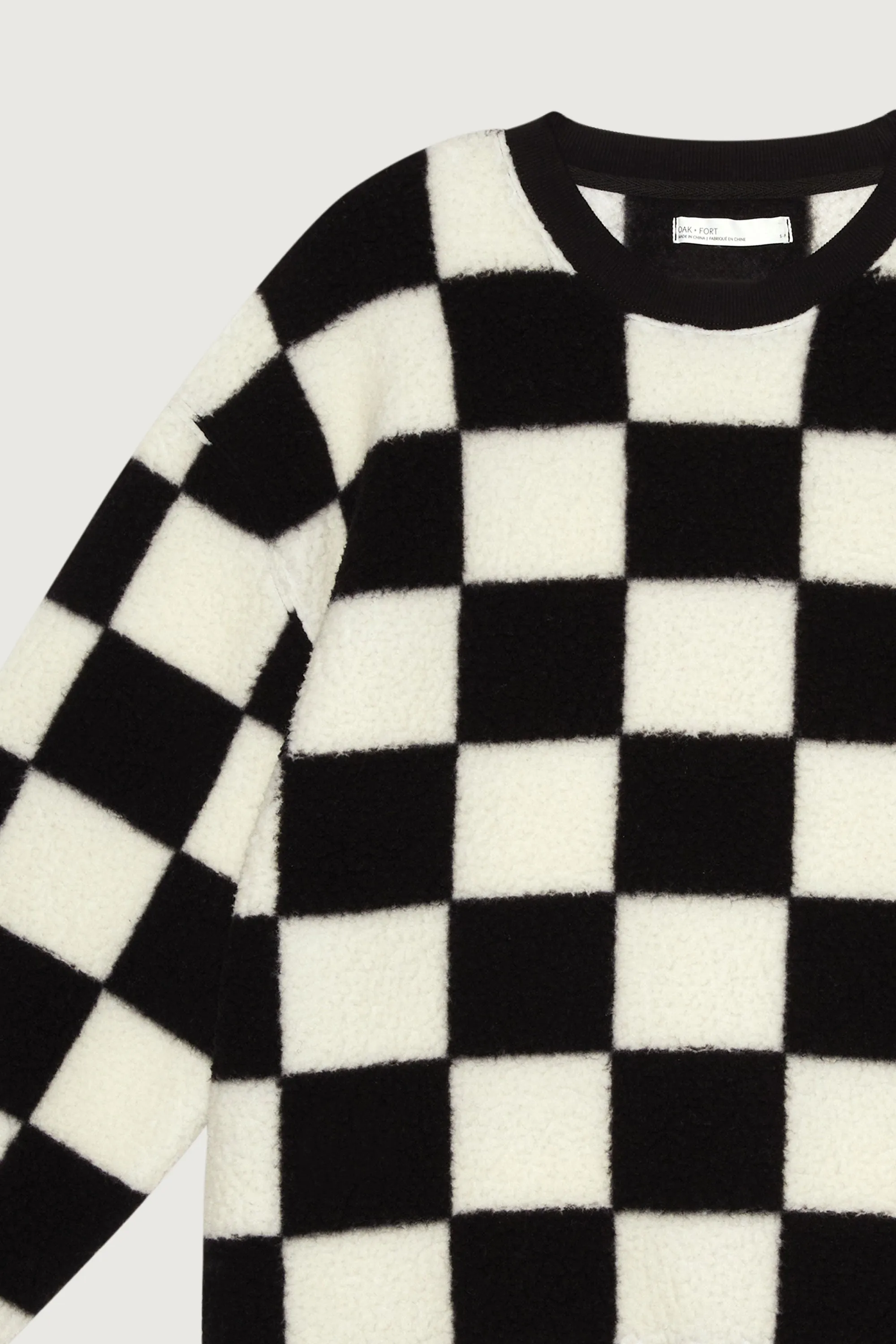 CHECKERED SHERPA CREWNECK SWEATSHIRT