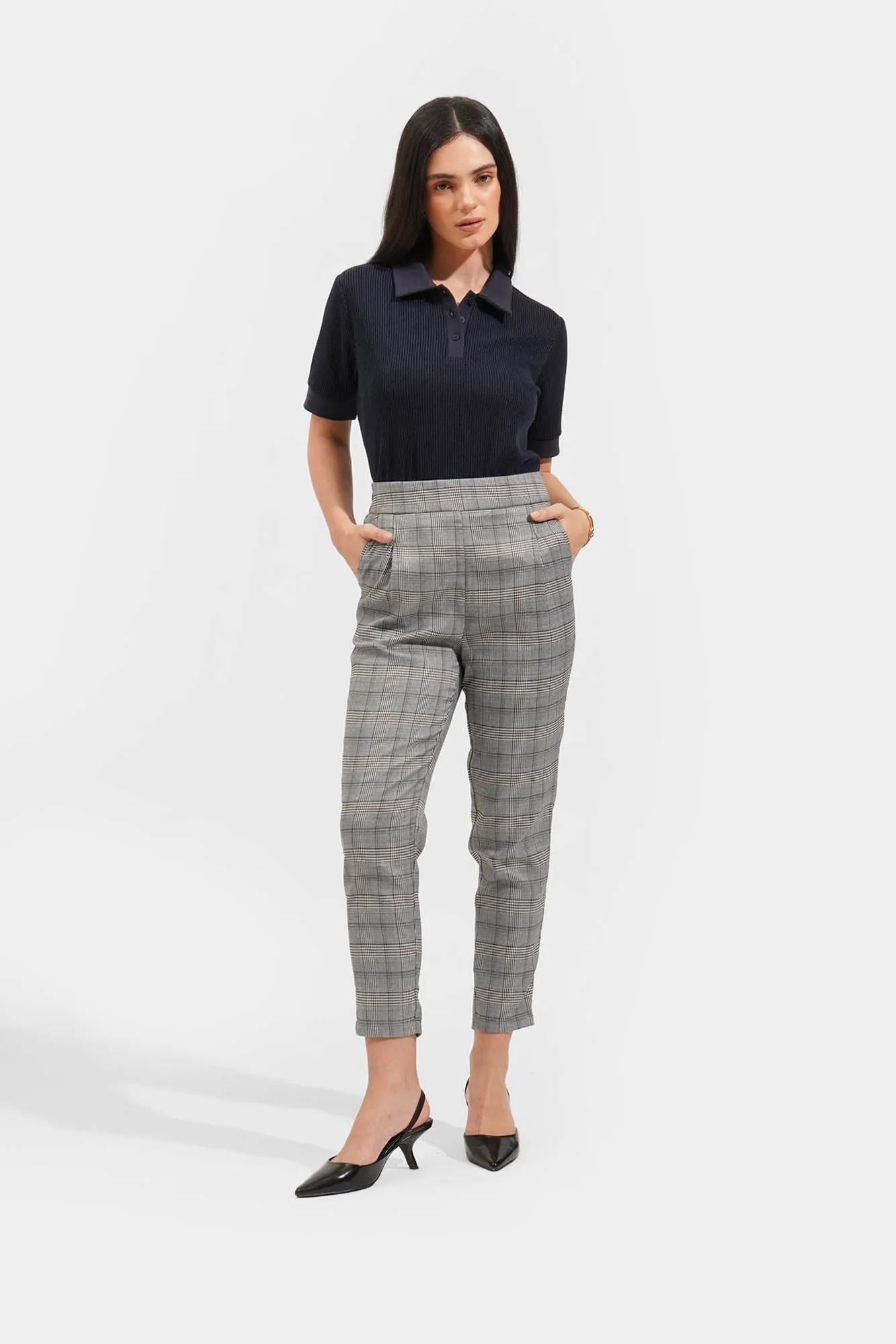 Checkered Tapered Cozy Pants