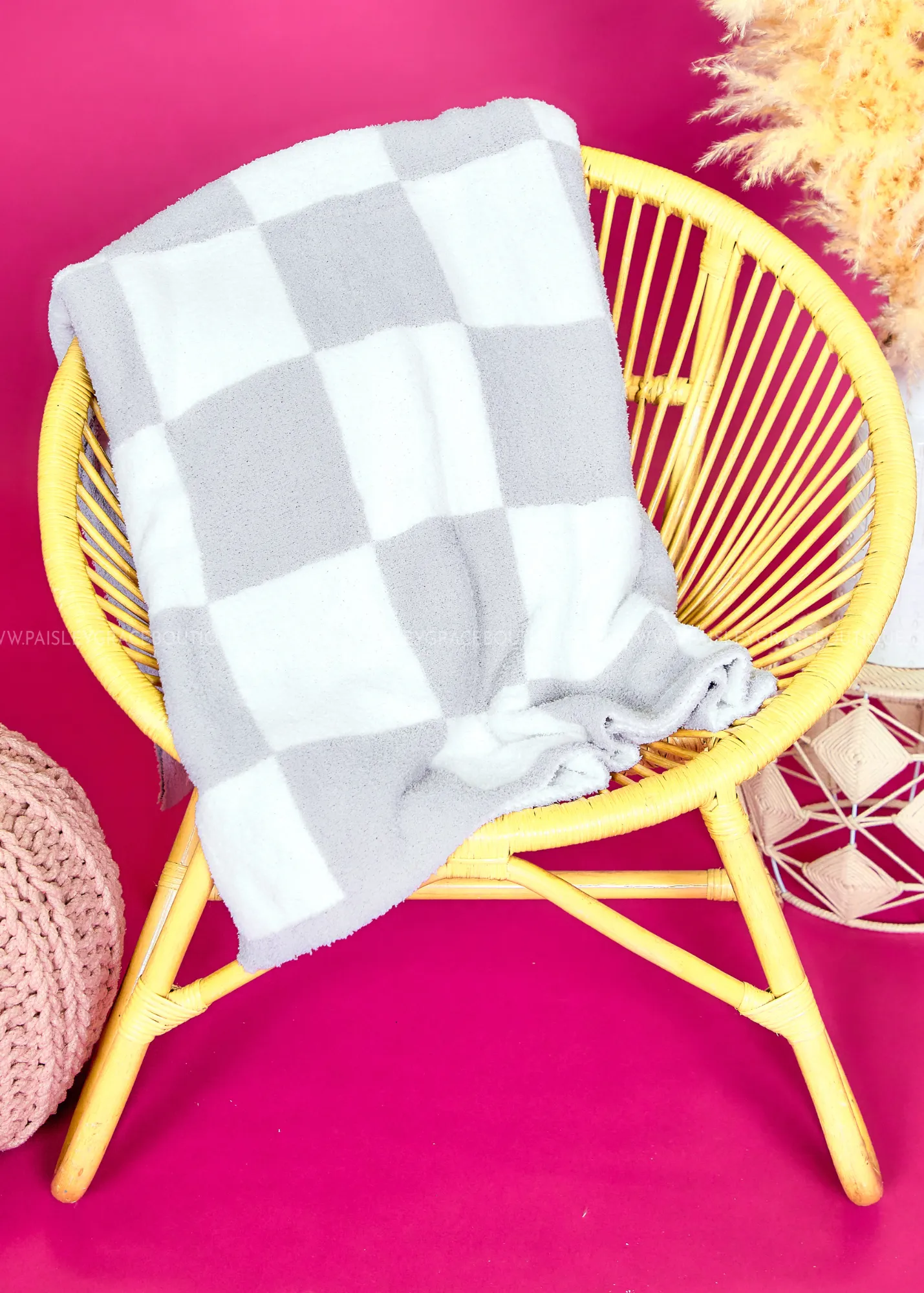 Chenille Checkered Blanket - 2 Colors