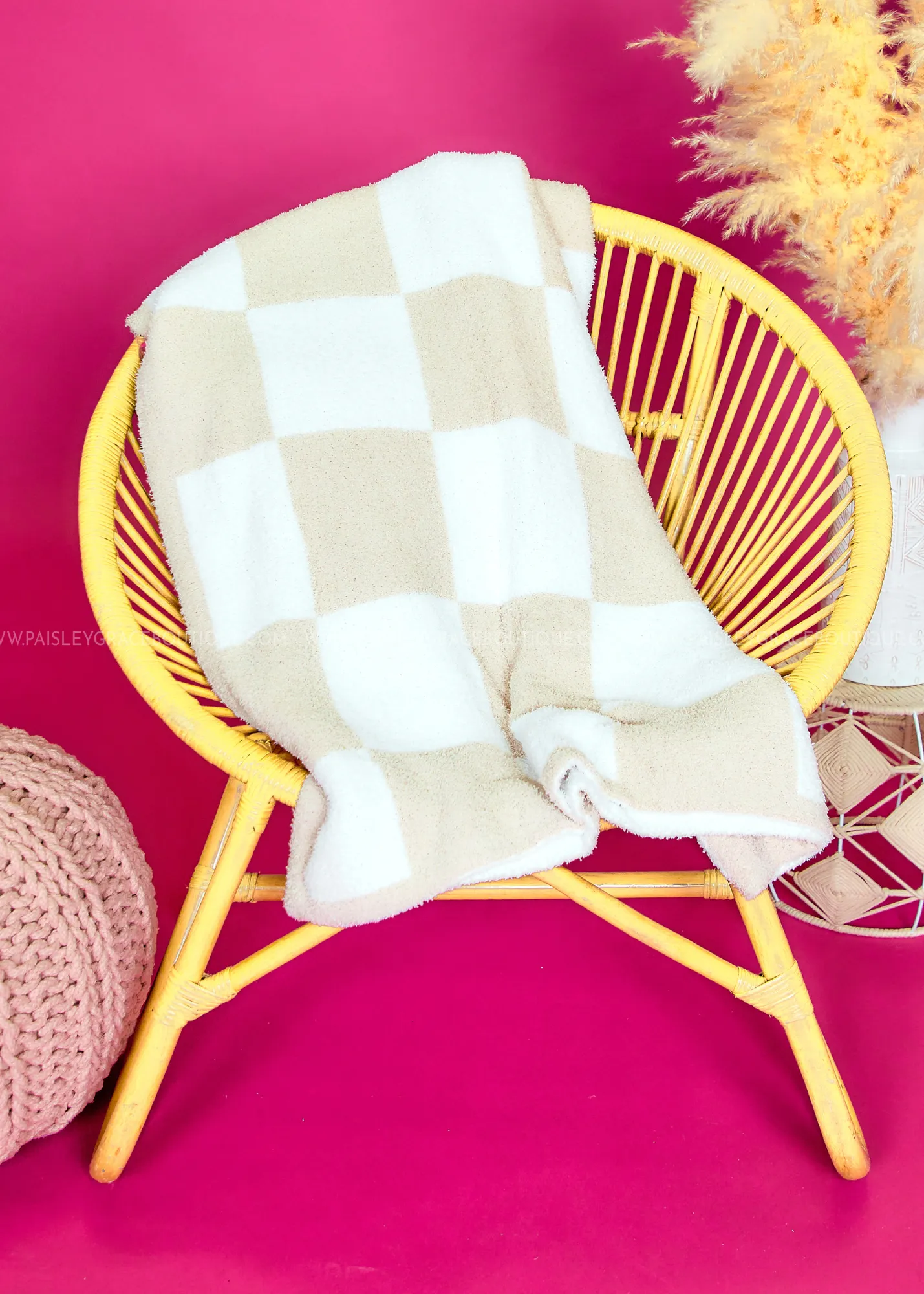 Chenille Checkered Blanket - 2 Colors