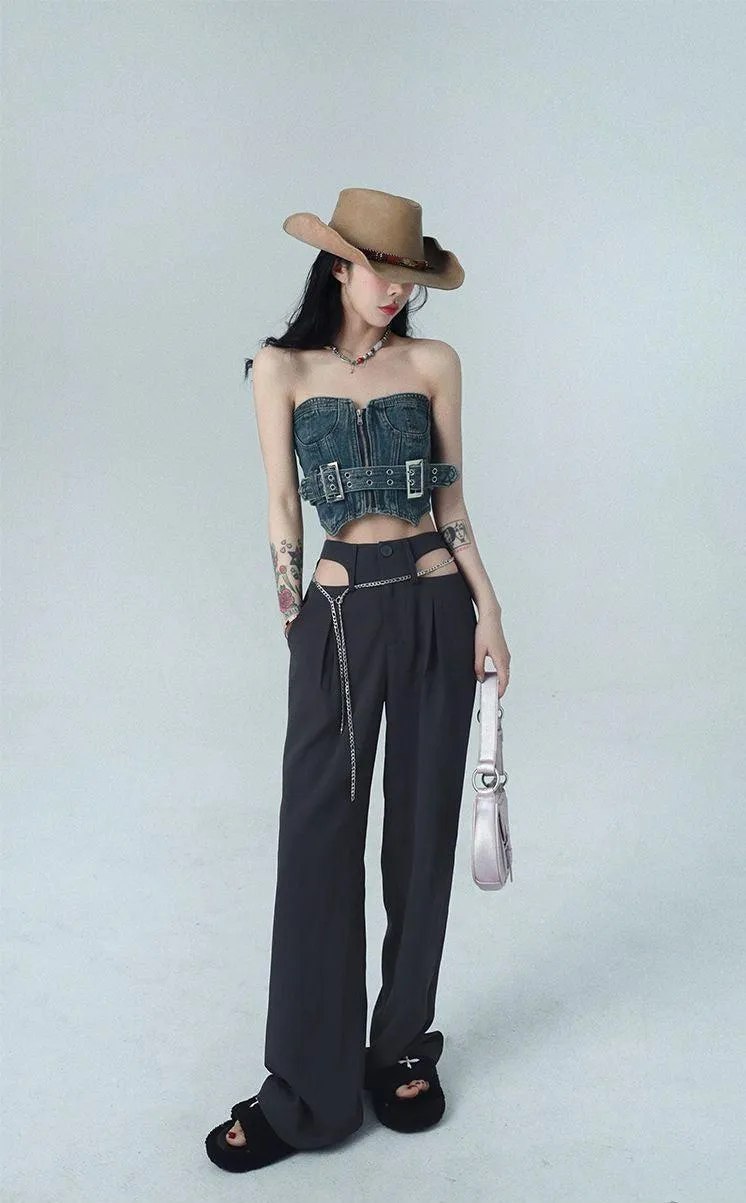 Cowgirl Crop Denim Tube Top