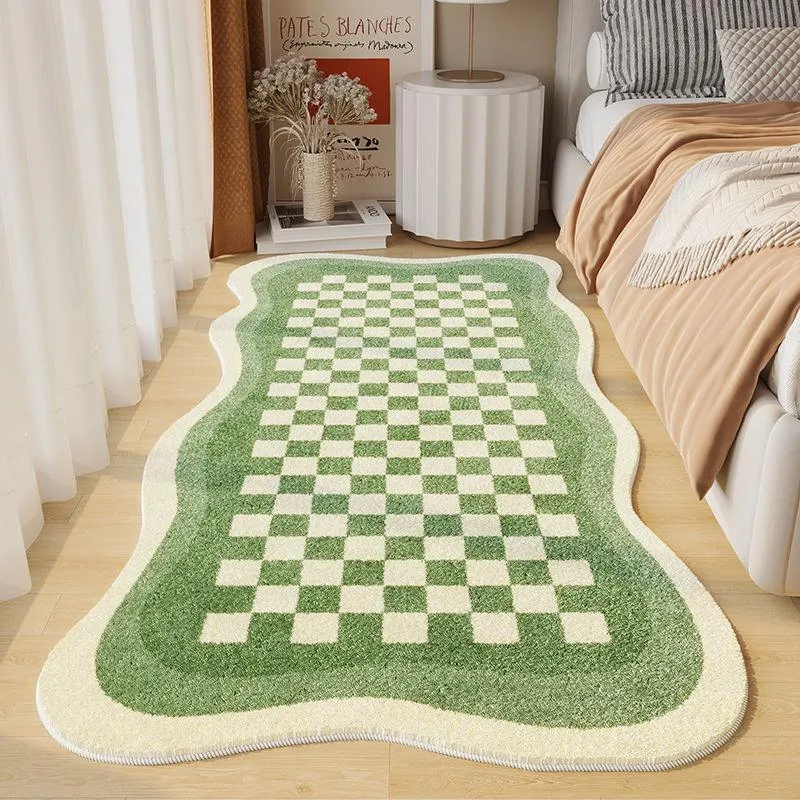 Cozy Checkered Polyester Living Room Rug