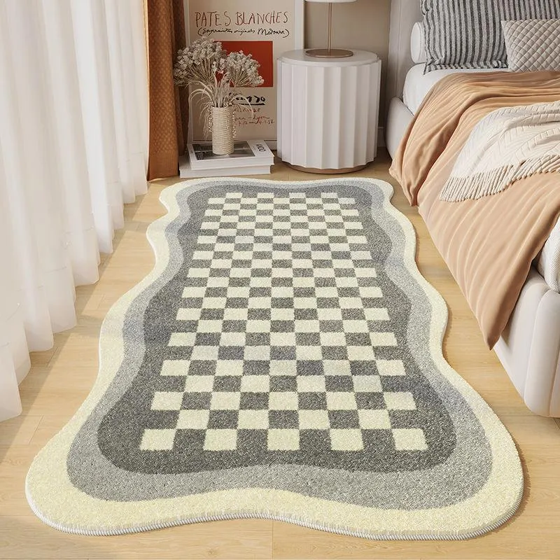 Cozy Checkered Polyester Living Room Rug