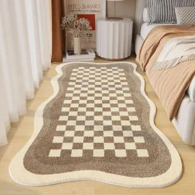 Cozy Checkered Polyester Living Room Rug