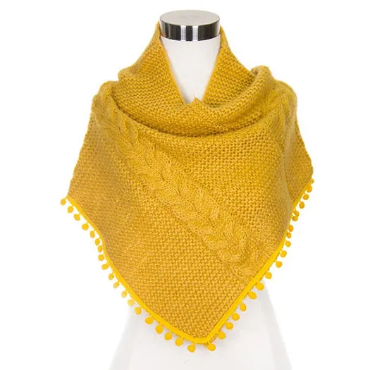 Cozy Pom Pom Tube Scarf Soft Knit Wrap