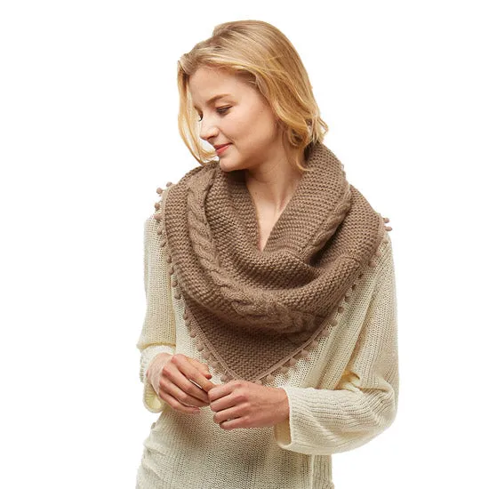 Cozy Pom Pom Tube Scarf Soft Knit Wrap