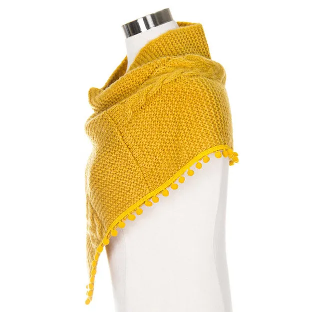 Cozy Pom Pom Tube Scarf Soft Knit Wrap