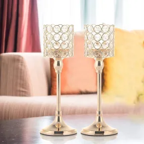 Crystal Pineapple Candle Holder Gold Jew Candle Holder Set of 2