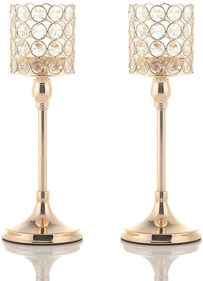 Crystal Pineapple Candle Holder Gold Jew Candle Holder Set of 2