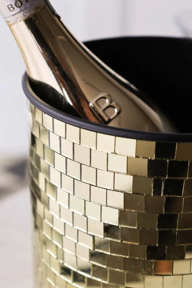 Disco Ball Wine Cooler In Gold