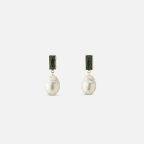 Disco Pearl Earrings Green Tourmaline