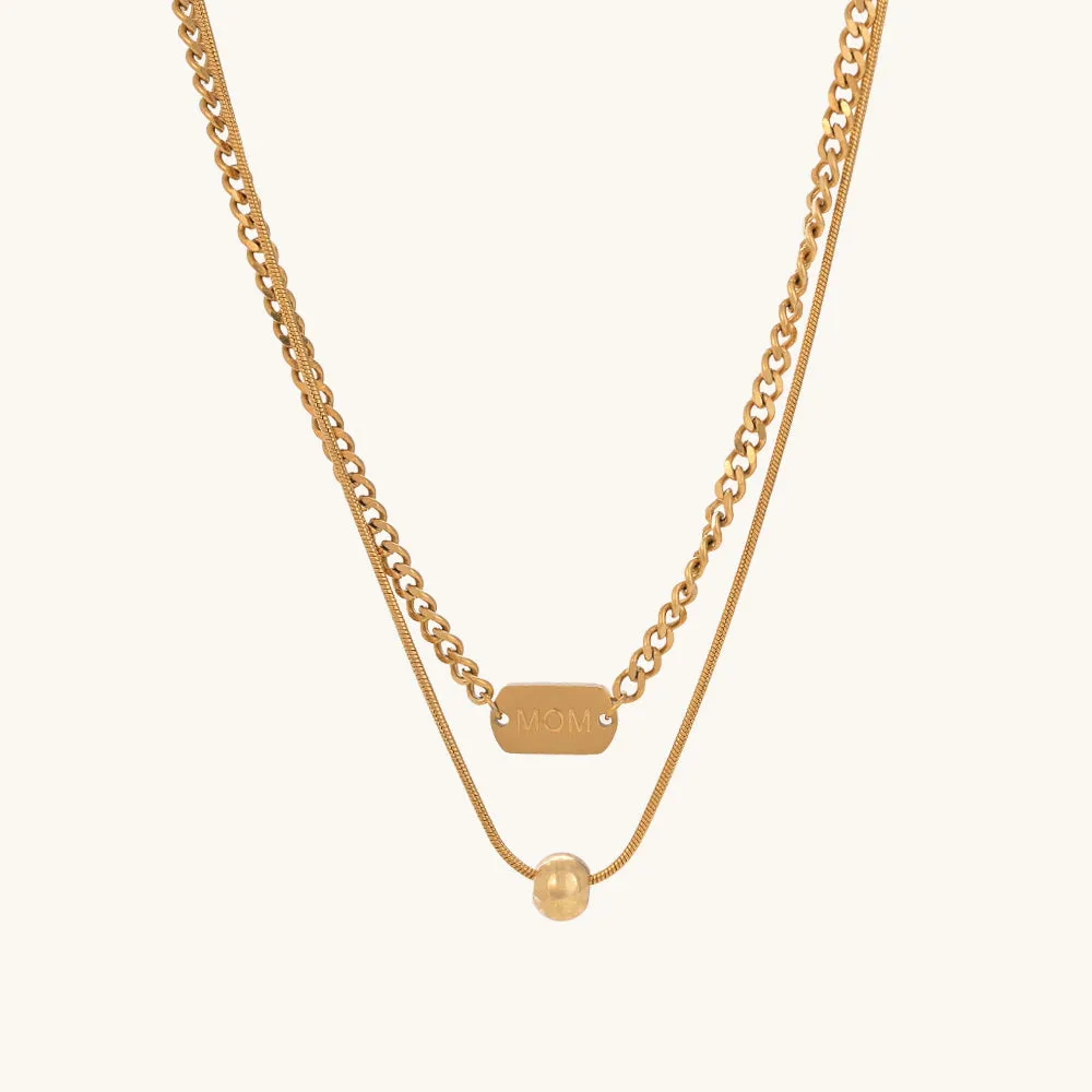 Double Layer Mom cuban chain Necklace