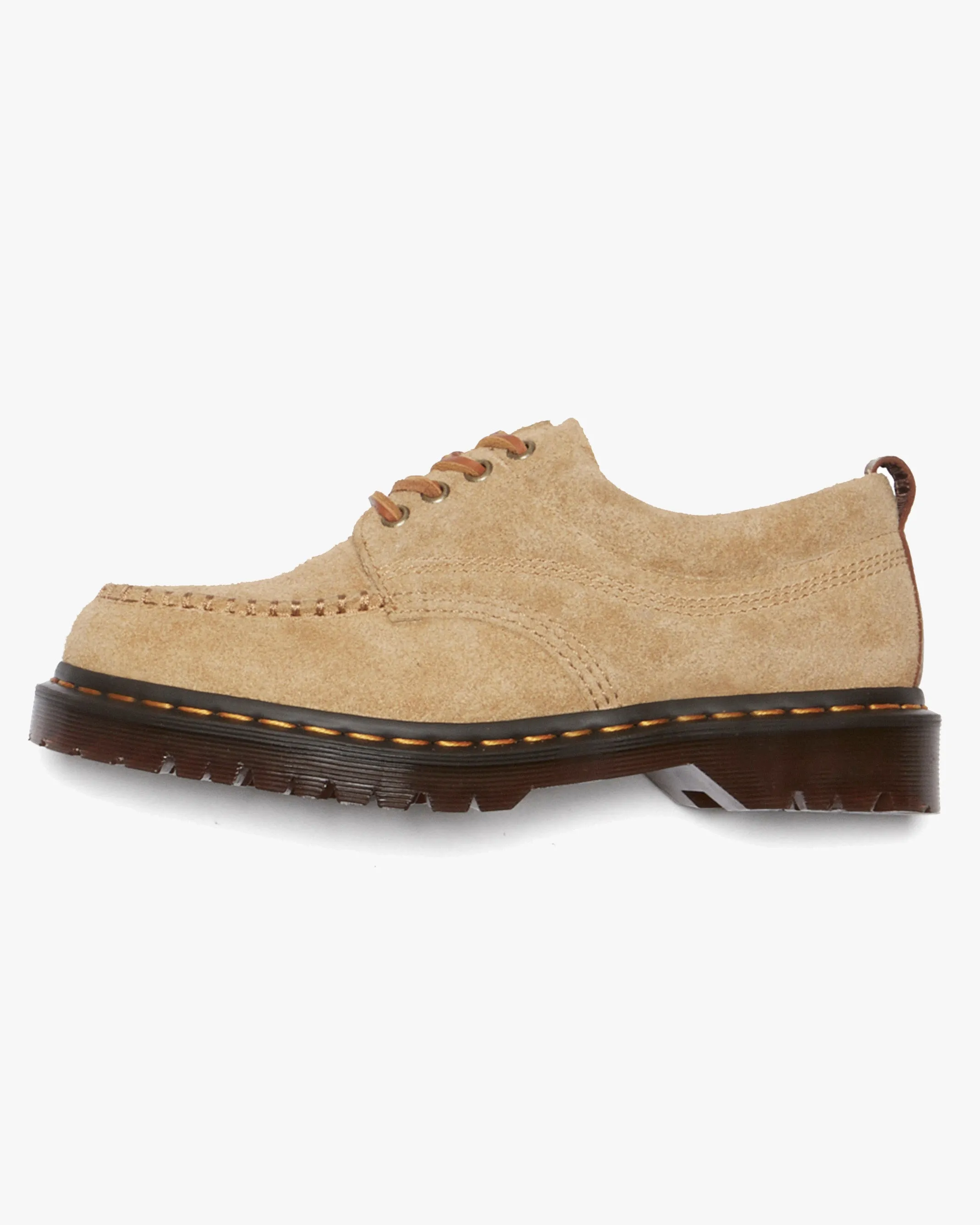 Dr Martens Archive Lowell 4-Eye Moc Toe Shoe - Tan Hairy Suede / Butterscotch Orleans