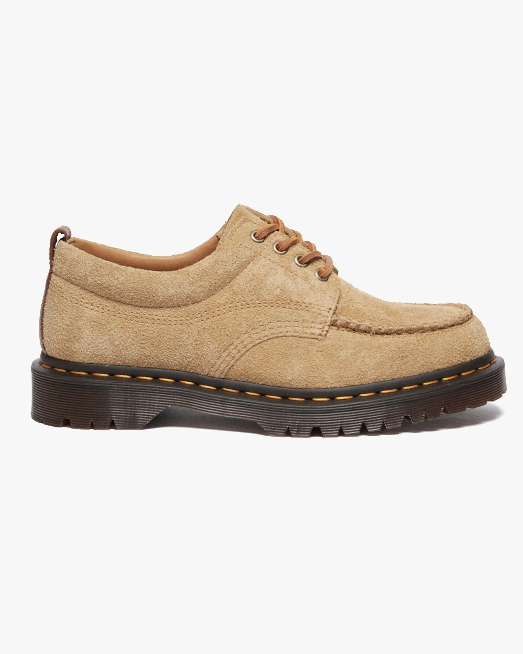 Dr Martens Archive Lowell 4-Eye Moc Toe Shoe - Tan Hairy Suede / Butterscotch Orleans