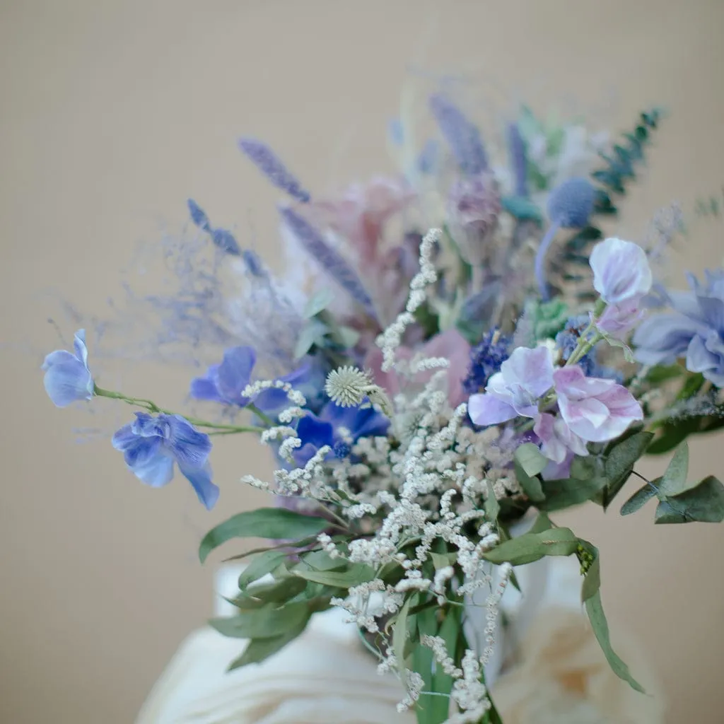 Dried & Artificial Flowers Bridal Bouquet - Pastel Purple & Green