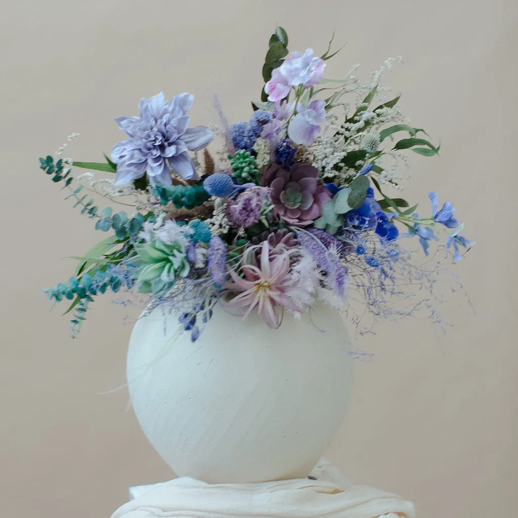 Dried & Artificial Flowers Bridal Bouquet - Pastel Purple & Green