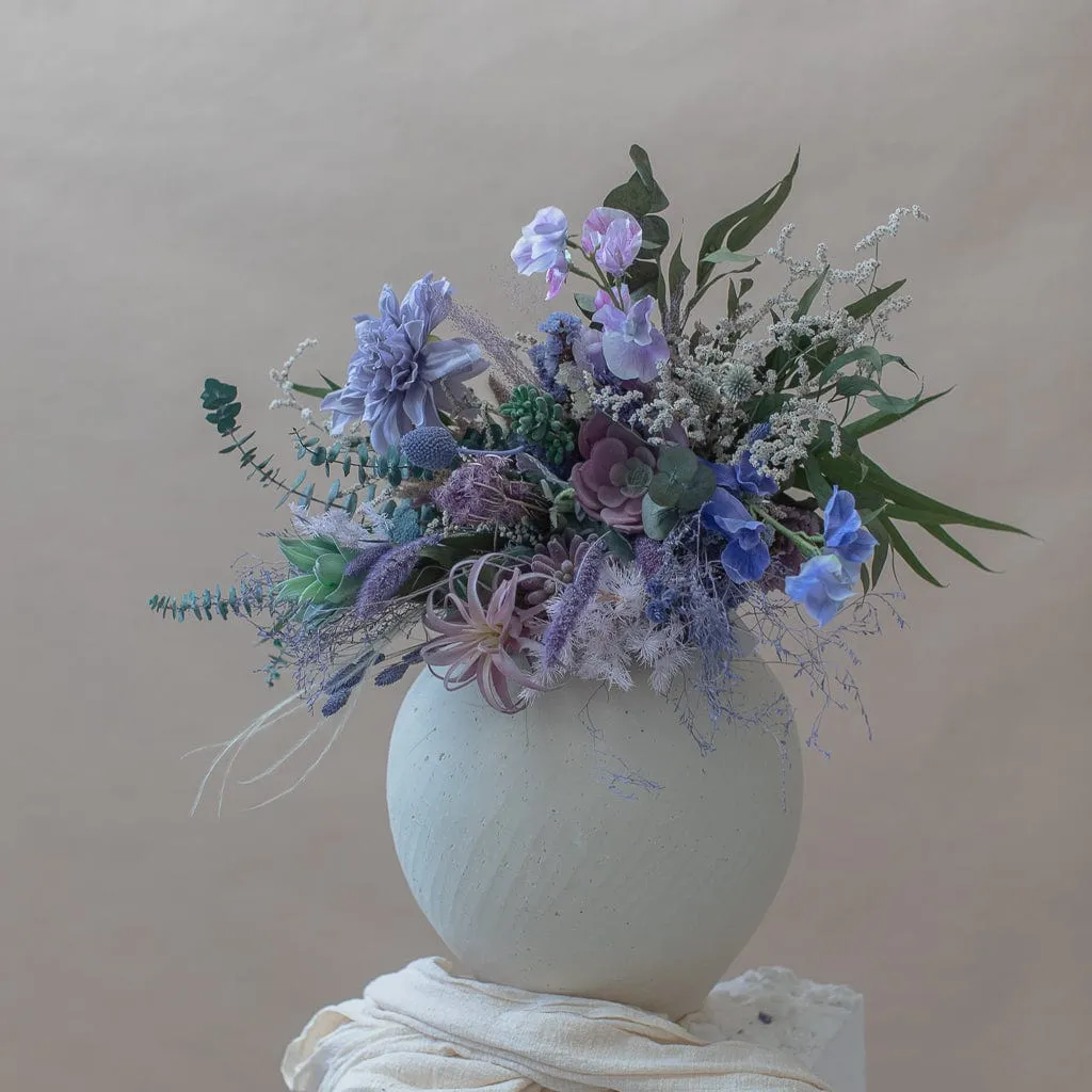 Dried & Artificial Flowers Bridal Bouquet - Pastel Purple & Green