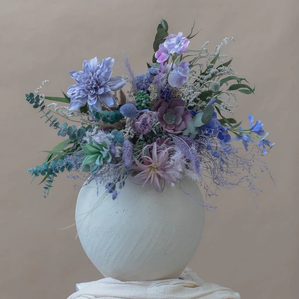 Dried & Artificial Flowers Bridal Bouquet - Pastel Purple & Green