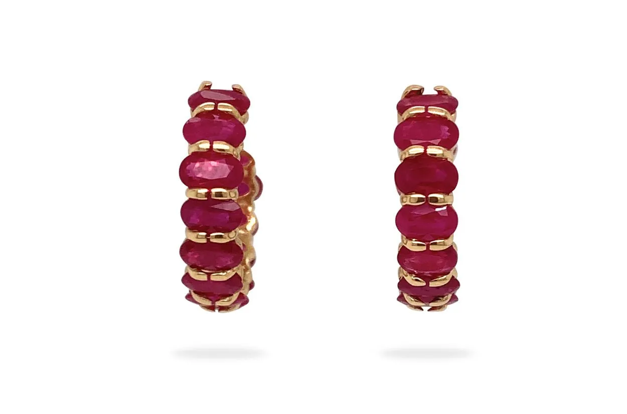 Earrings Hoops Oval Gemstones 18kt Gold