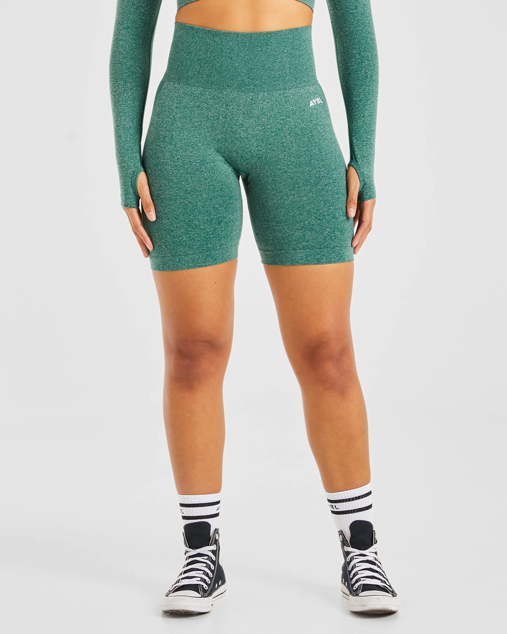 Empower Seamless Cycling Shorts - Forest Green Marl