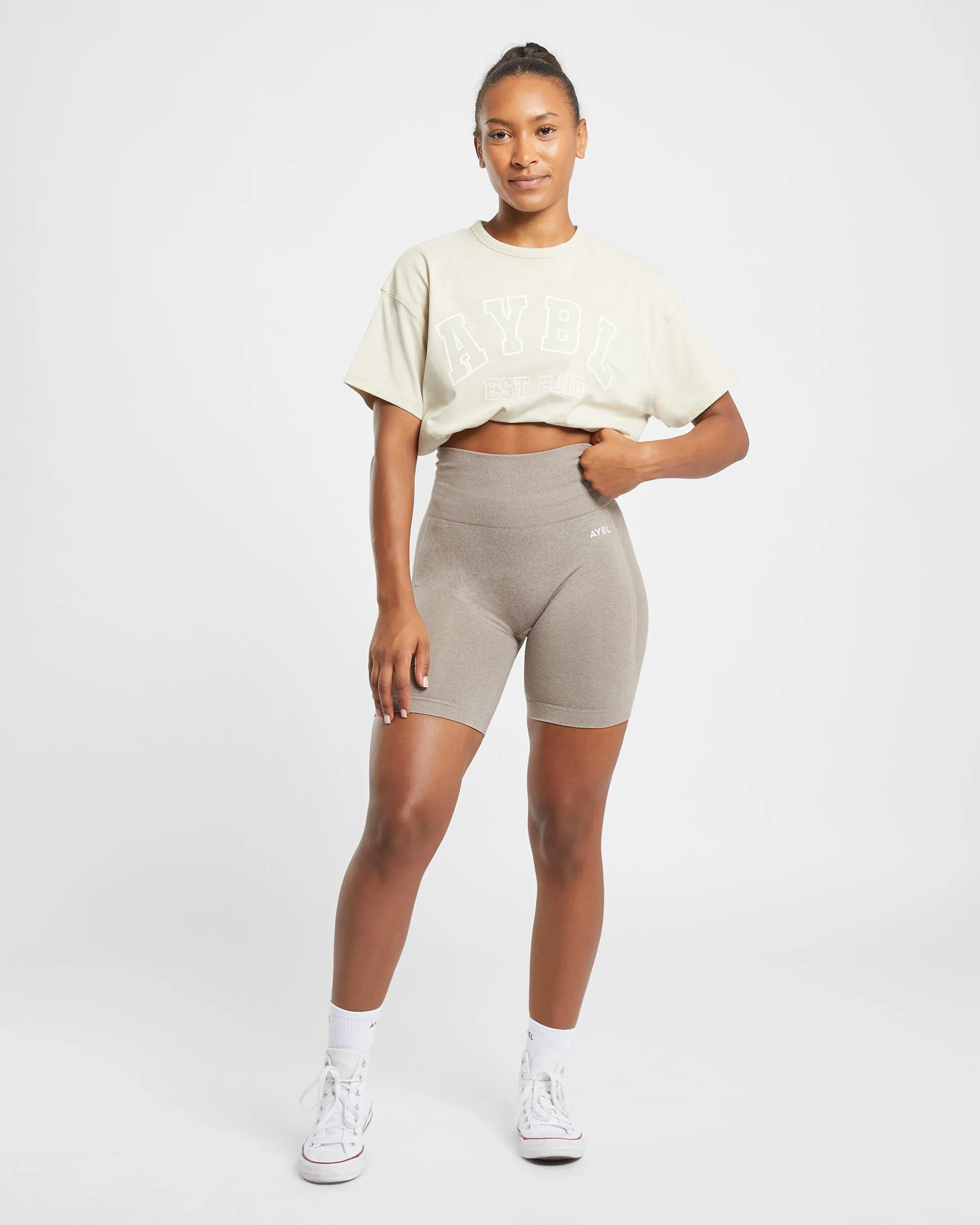 Empower Seamless Cycling Shorts - Taupe Marl