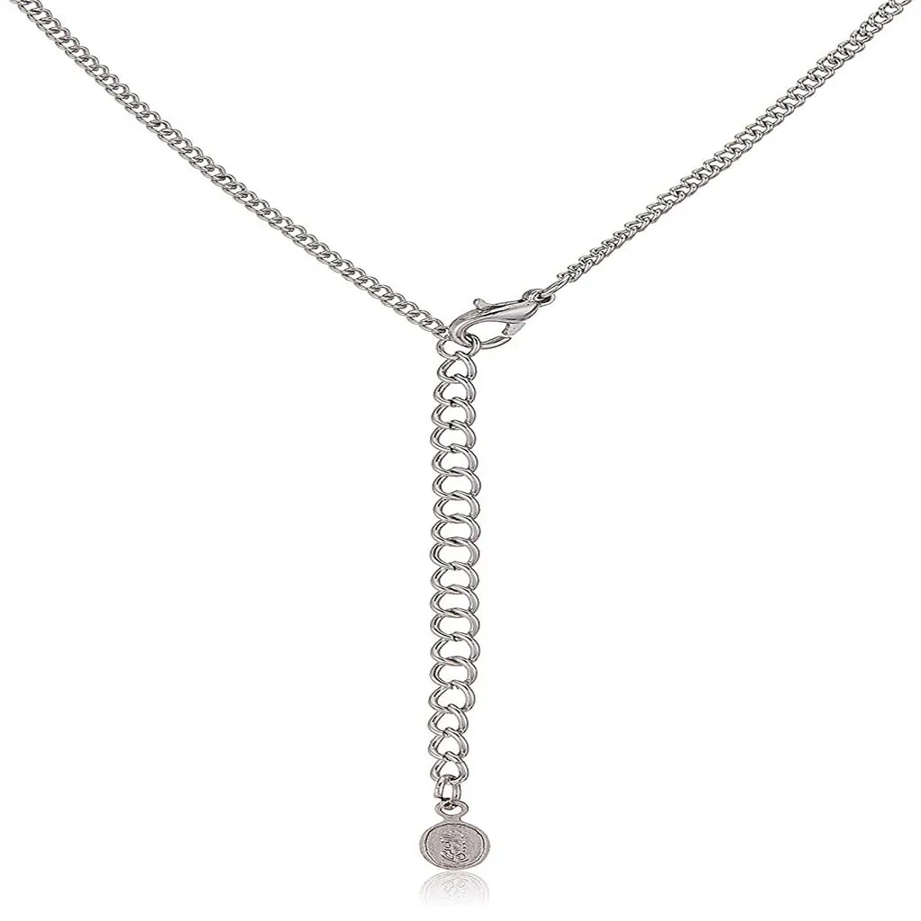 Estele - Rhodium Plated Champagne stone pendant set for women