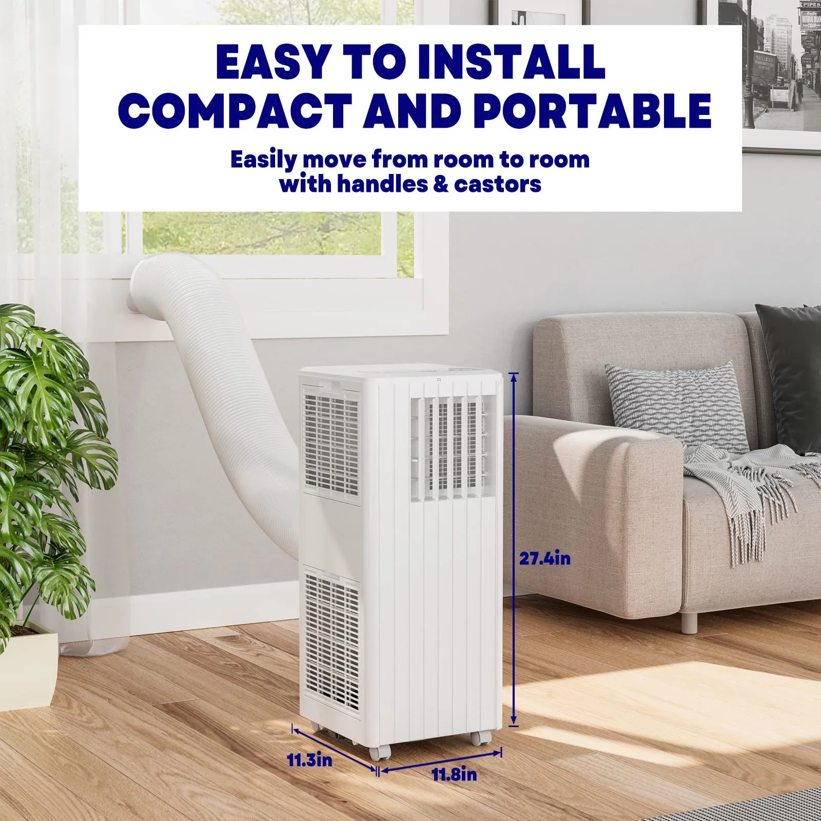 GARVEE 8000 BTU Portable Air Conditioner 3-in-1 Portable Conditioner with Remote Control 2 Speeds Cools Room Up to 350 Sq.Ft - White