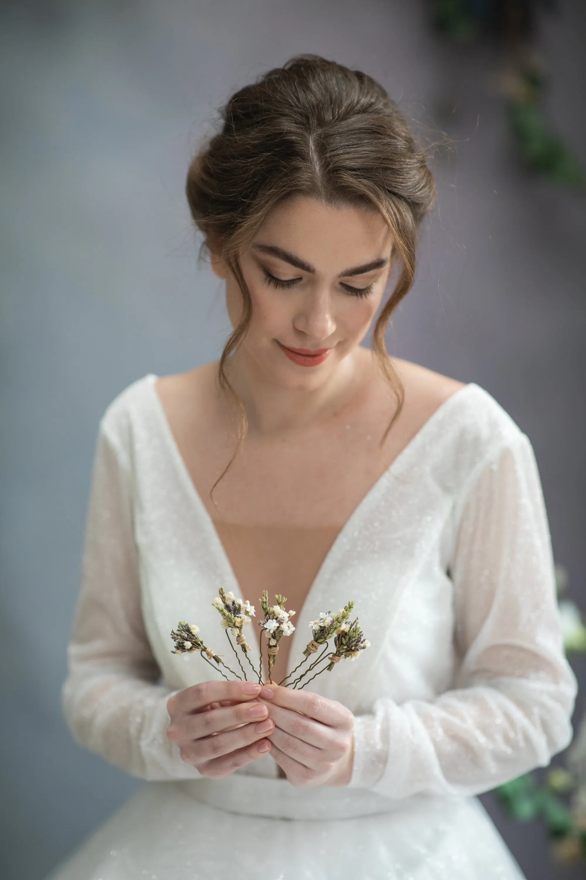 Greenery boho romantic flower hair pins