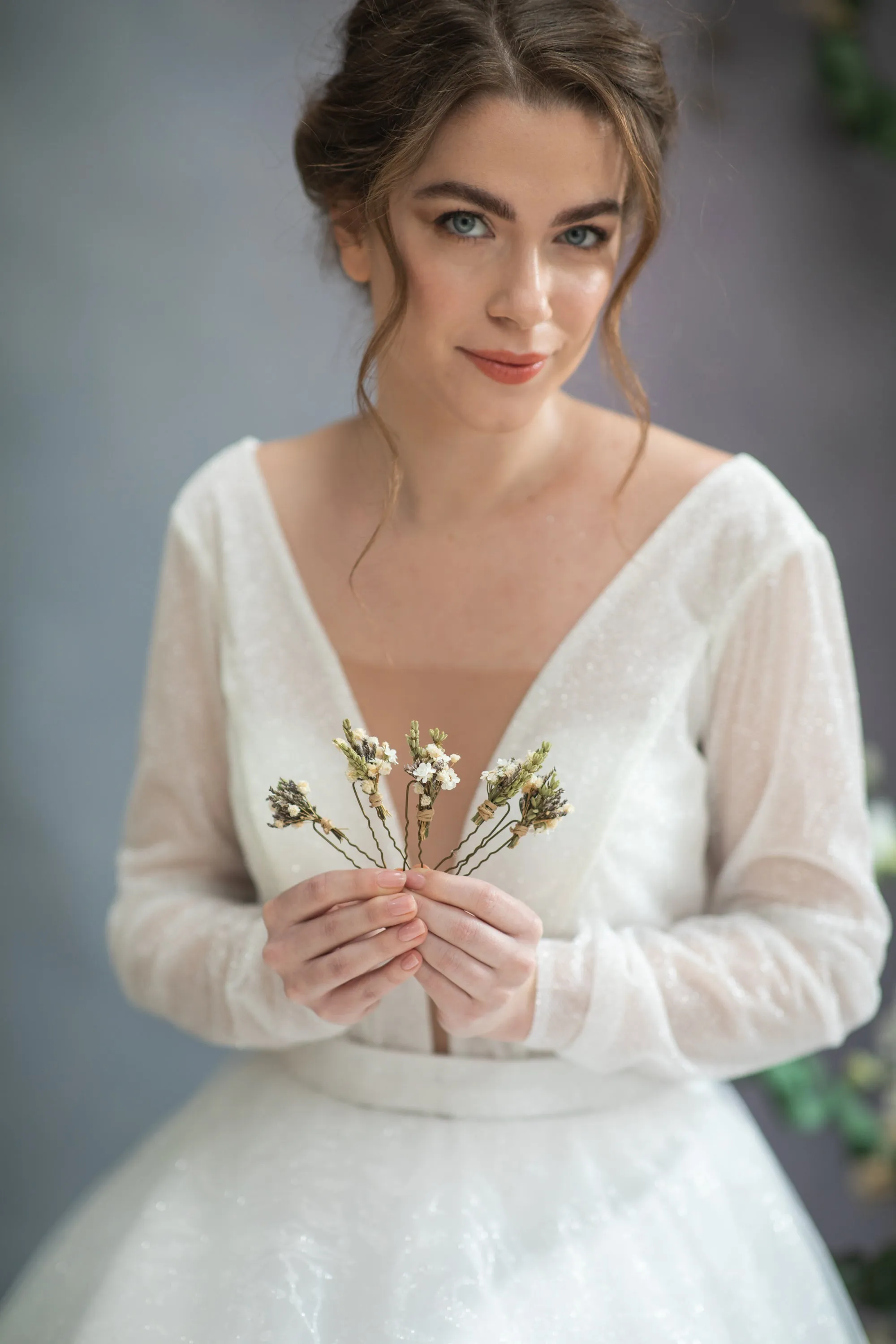 Greenery boho romantic flower hair pins