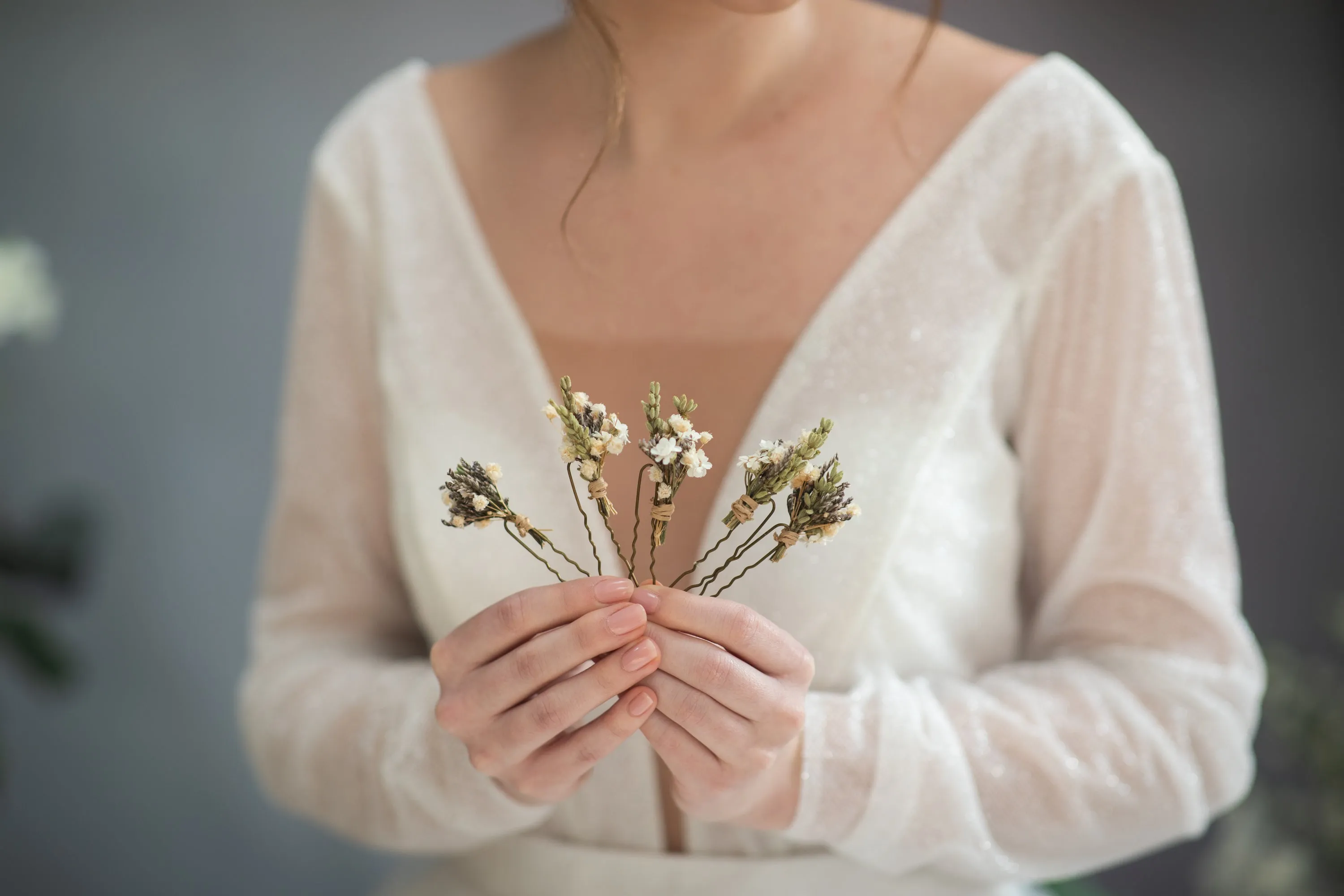 Greenery boho romantic flower hair pins