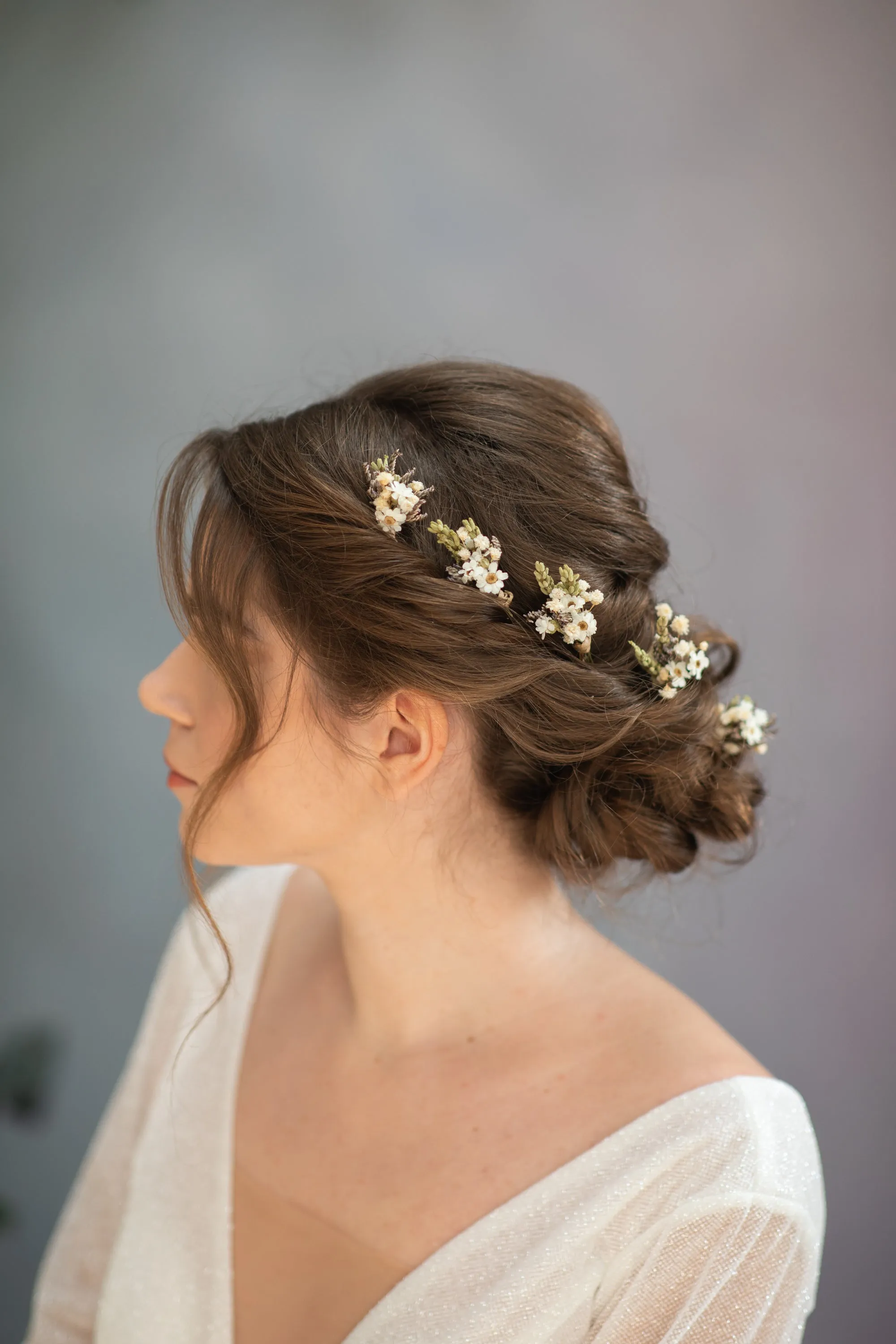 Greenery boho romantic flower hair pins