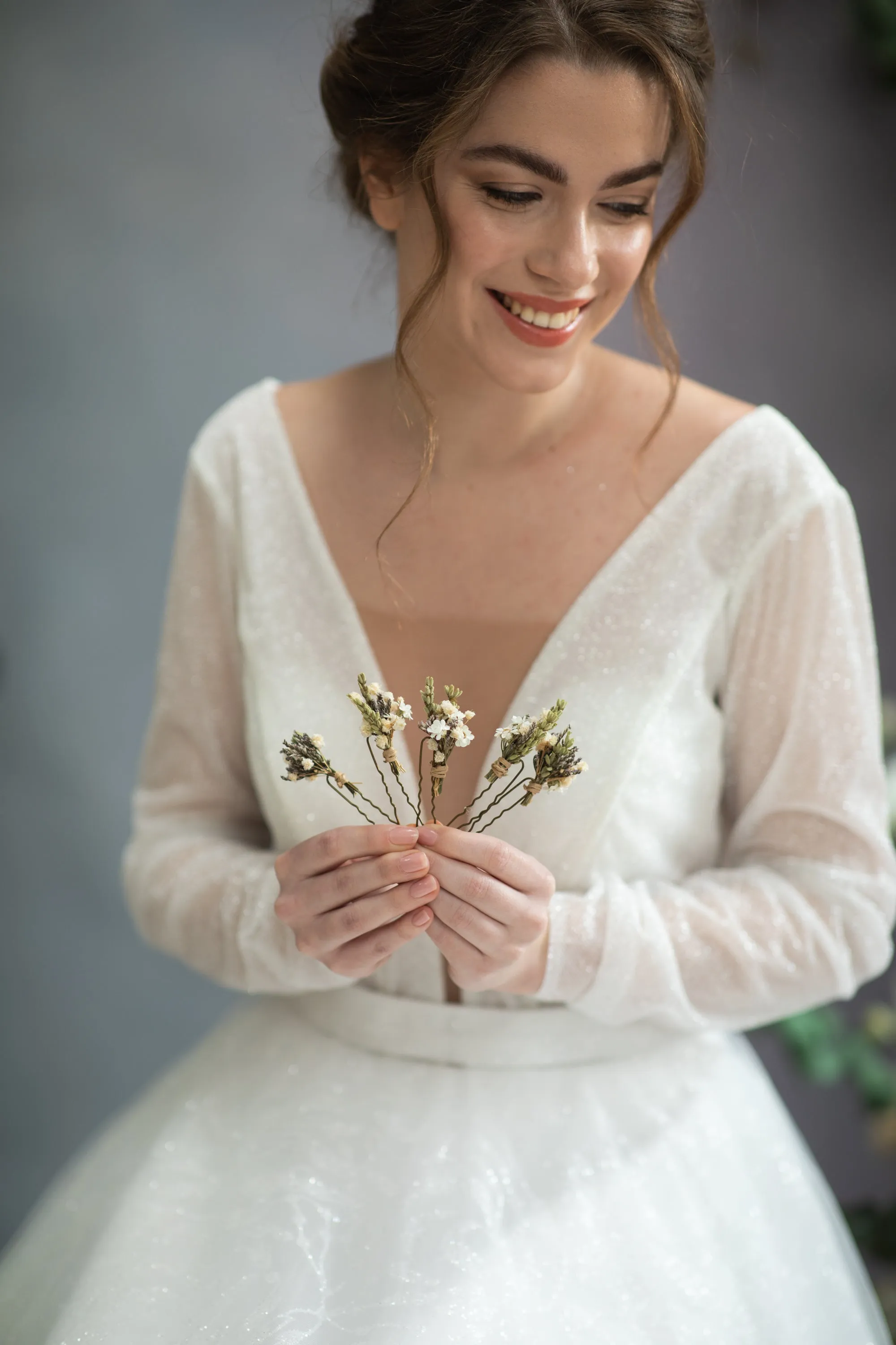 Greenery boho romantic flower hair pins