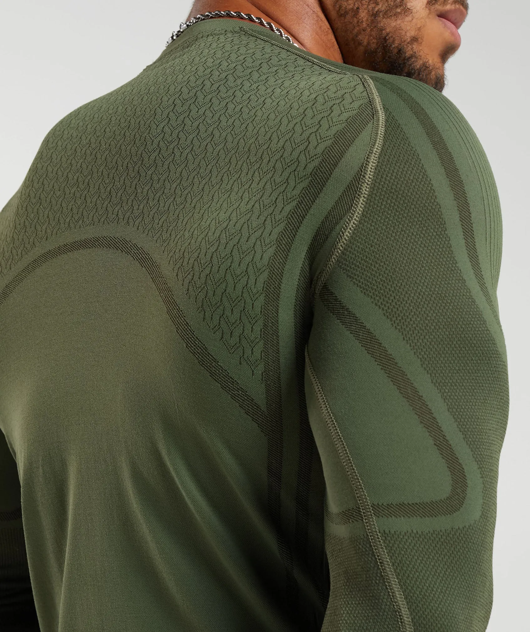 Gymshark 315 Seamless Long Sleeve T-Shirt - Core Olive/Deep Olive Green