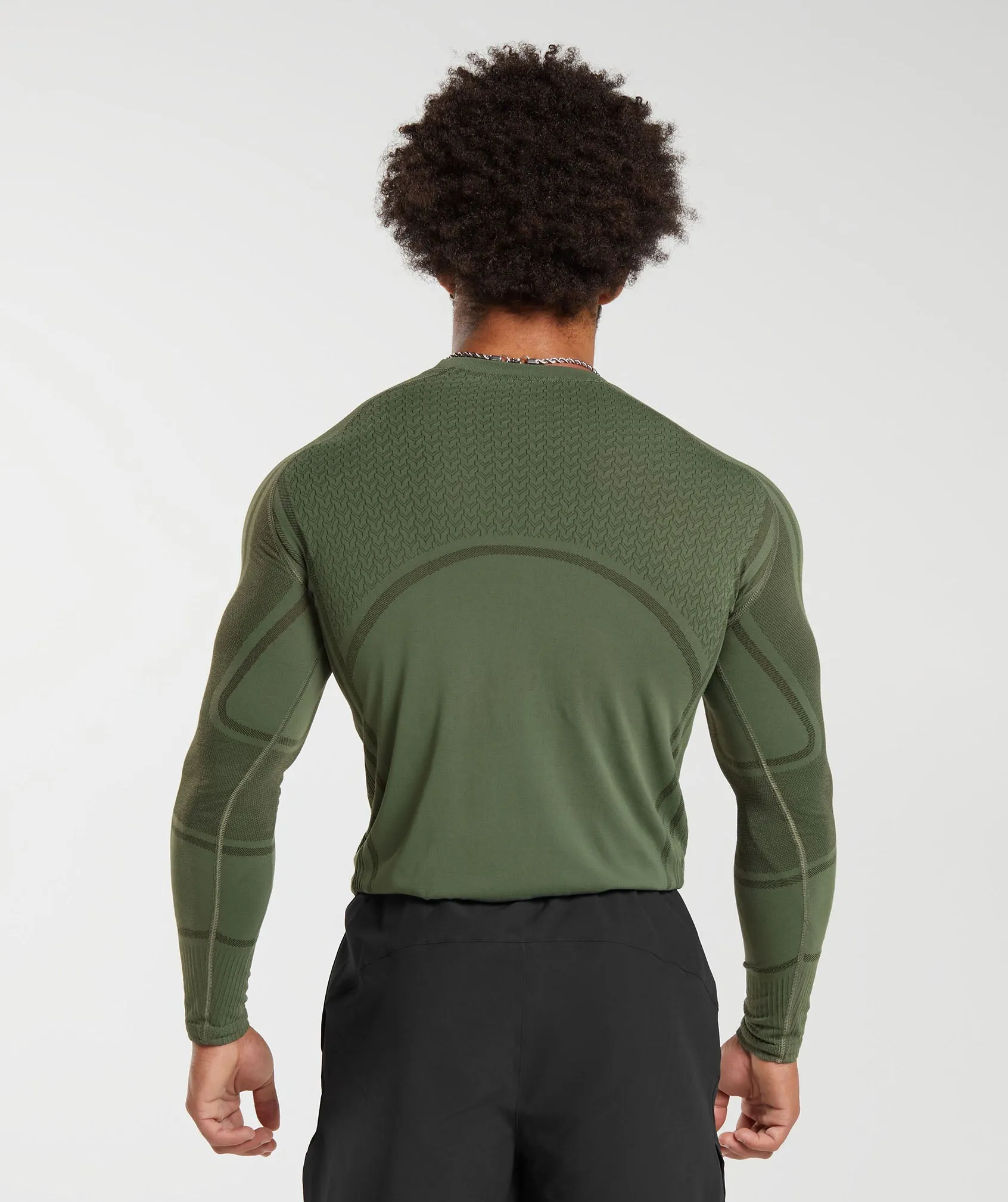 Gymshark 315 Seamless Long Sleeve T-Shirt - Core Olive/Deep Olive Green