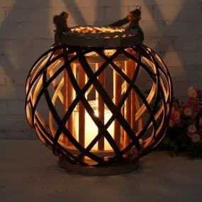 Handmade Globe Portable Retro Farmhouse Wicker Woven Lanterns